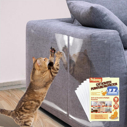 Polamg Cat Scratch Furniture Protector, 12-Pack Clear Sofa Guards | 12 Clear Sheets, 2 Sizes, 52 Twist Pins; Self-Adhesive, Cuttable. Not Recommended: Leather, Faux Leather, Velvet, Microfiber11