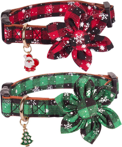 2 Pack Christmas Dog Collar with Bow Tie, Classic Plaid Red Green Dog Collars with Removable Bowtie Christmas Collars for Large Dogs Pets (Large)9