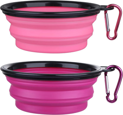 Large Dog Bowl Pet Collapsible Bowls, 2 Pack Collapsible Dog Water Bowls for Cats Dogs, Portable Pet Feeding Watering Dish for Walking Parking Traveling with 2 Carabiners (Large, Black+Black)16