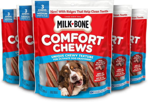 Milk-Bone Comfort Chews, Unique Chewy Texture & Real Beef, 16 Dog Chews | 40.8-Oz. Bag, for Dogs 15-75 Lbs., Rawhide-Free Dog Chews, Made with Real Beef14