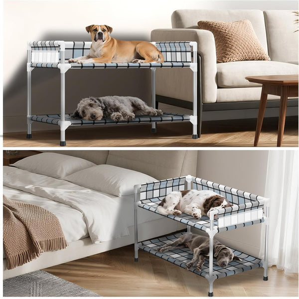 Bedside Dog Bunk Bed with Guardrail, 2 Layers Window Perch Sleeper Dogs Cot | 2-Tier Bedside Sleeper with 3-Fence, Double Elevated Human Dog Bed for Multi-Pet Households, Medium7
