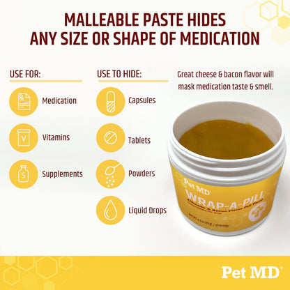 Pet MD Wrap a Pill Cheese & Bacon Flavor Pill Paste for Dogs - 4.2 Oz | Make a Pocket or Pouch to Hide Pills & Medication3