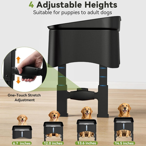 UPSKY 2.9Gal No Spill Dog Water Bowl, 4 Height Adjustable Elevated Bowl with Slow Drinking Feeder for Senior Dogs, Anti-Splash Floating Disk & Filter, Large Capacity for Large Dogs & Multi-Pet Homes3