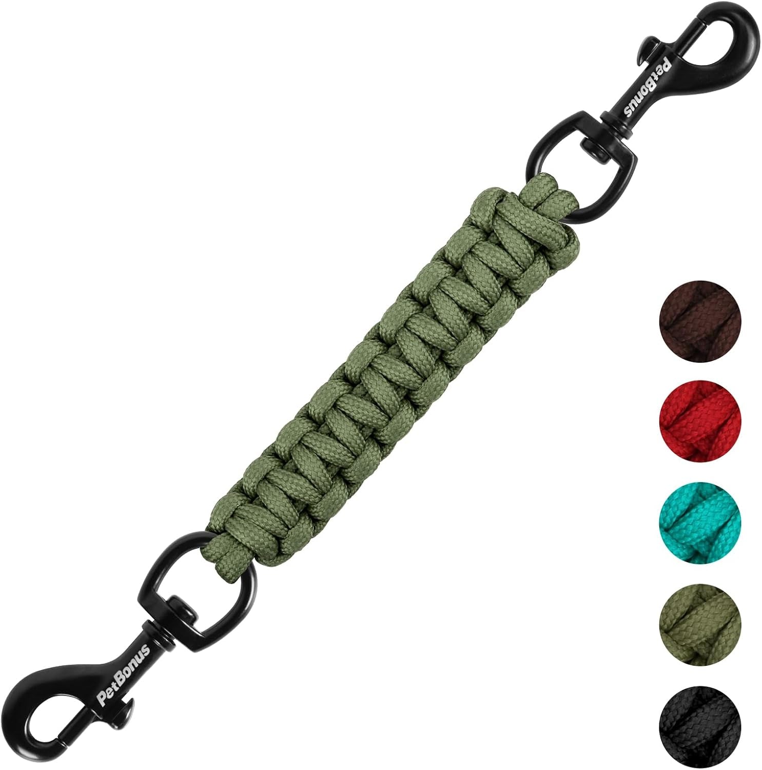 petbonus-dog-collar-safety-clip-handmade-prong-collar-to-harness-connector-dog-leash-backup-safety-strap-escape-proof-double-ended-clasp-lead-connector-for-pinch-collar-harness-black