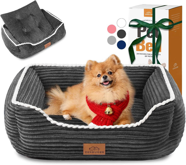 Cat Dog Bed for Pets, Rectangle Pet Bed Gift for Puppy and Kitten, Machine Washable Calming Fluffy Pet Couch Sofa for Indoor Outdoor, Portable Soft Cat Bed with Non-Slip Bottom (Small, Pink)27