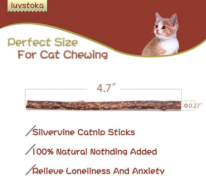 Silvervine Sticks for Cats, 30PCS Kitten Toys Catnip Toys Matatabi Silvervine Sticks Kitty Chew Toys Wooden Stick Kitten Teething Toys Molar Suitable for Cats of All Ages2