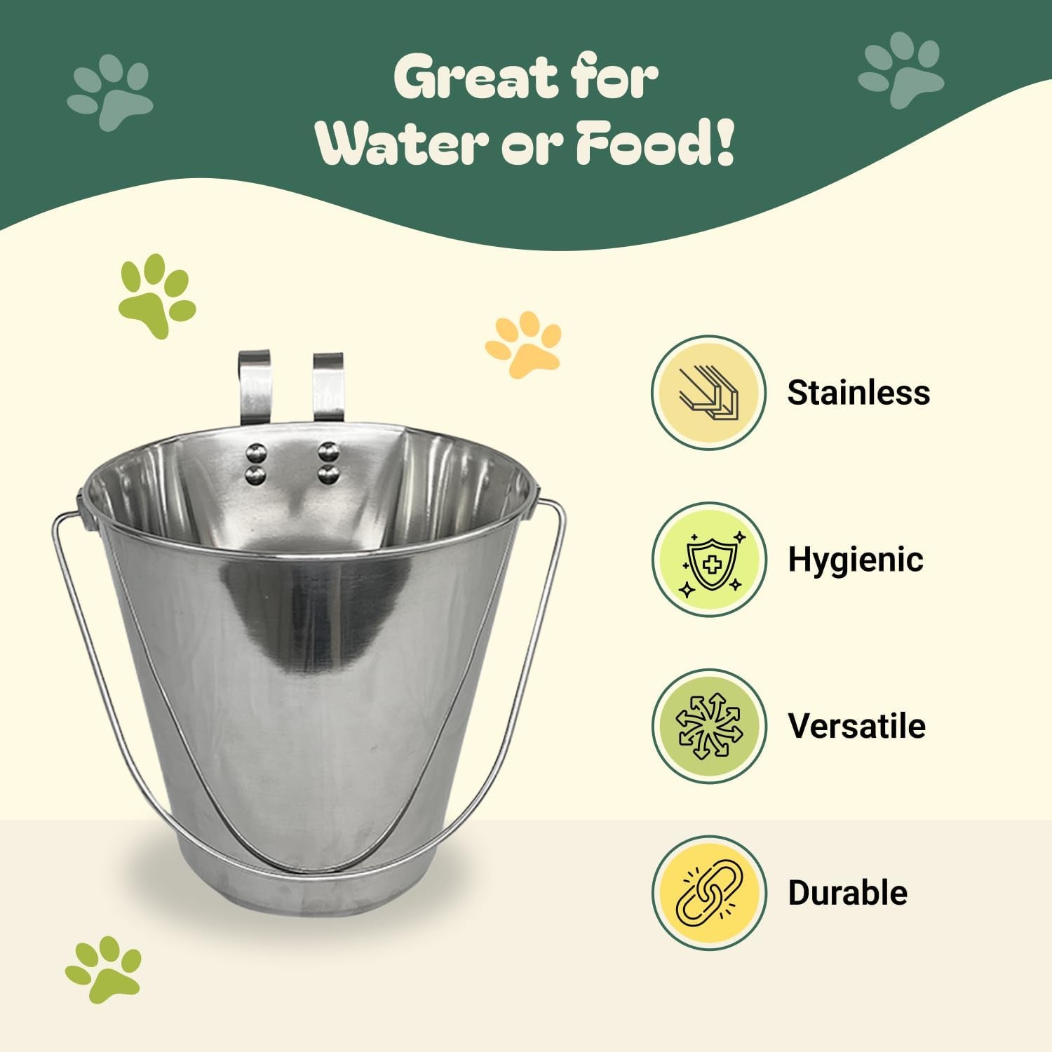 advance-pet-products-4-quart-stainless-steel-bucket-with-dual-hook-perfectly-fits-on-kennels-cages-and-critter-crates-heavy-duty-bucket-for-pets-cleaning-food-prep-flat-sided-pail
