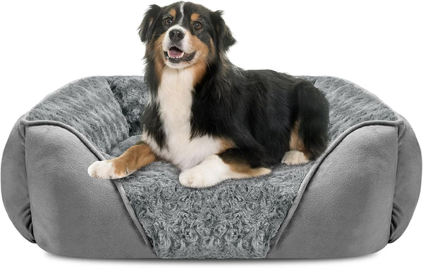 INVENHO Rectangle Washable Orthopedic Dog Bed for Small, Medium and Large Dogs, Soft Calming, Sleeping Puppy Bed Durable Pet Cuddler with Anti-Slip Bottom, S (20"X19"X6")28