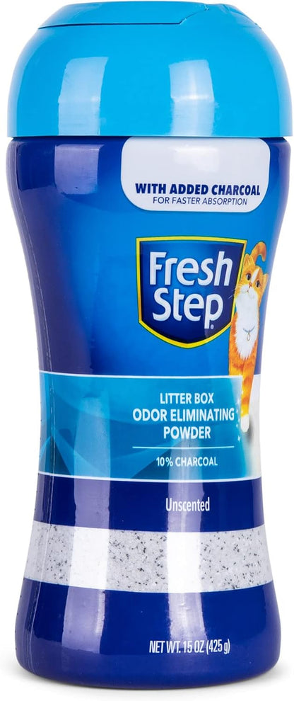 Fresh Step Odor Eliminator Powder, Unscented | Charcoal Formula | 15 Ounces | Sifting Pour Cap | for Litter Boxes2