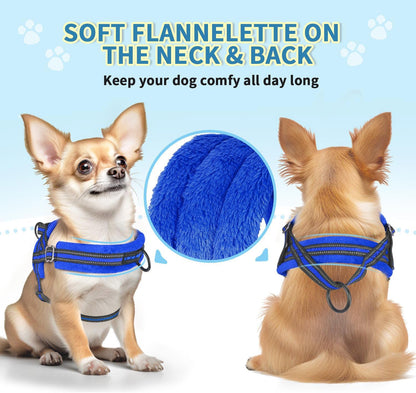 Lukovee No Pull Dog Harness and Leash Set, Soft Padded Small Dog Harness, Neck & Chest Adjustable Reflective Vest Puppy Harness with 4Ft Lightweight Anti-Twist Dog Leash for Small Dogs (XS, Blue)5