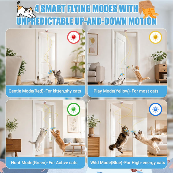 Interactive Cat Toys for Indoor Cats, Automatic Flying Bird & Mouse | Chase Exercise Enrichment Stimulation, USB Large-Capacity Rechargeable Electric Door Hanging Toy for Bored Kitten & Adult Cat3