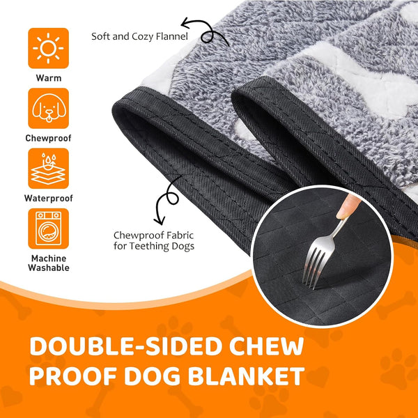 25"X35" Double-Sided Chew Proof Dog Blanket for Sofa Bed Dog Crate | Indestructible Dog Blanket for Aggressive Chewers, Flannel Tear-Resistant & Waterproof Pet Throw Blanket Furniture Protector4