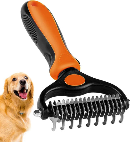 Undercoat Rake for Dogs, 2 in 1 Dematting Comb & Deshedding Tool for Long Hair Pets, Pet Hair Grooming Brush, Clear Mats and Tangles, Reduces Shedding by 95%7