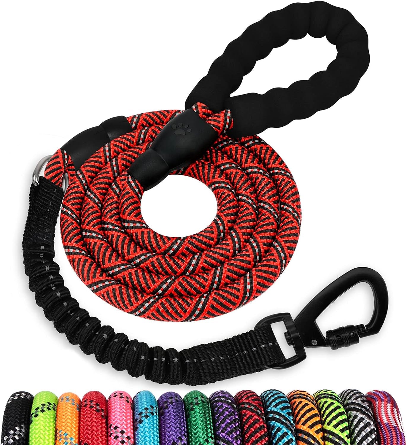 long-dog-leash-15-ft-heavy-duty-rope-leashes-for-dogs-training-with-swivel-lockable-hook-reflective-threads-bungee-and-padded-handle-dog-lead-for-large-small-medium-dogs-outside-walking-hiking