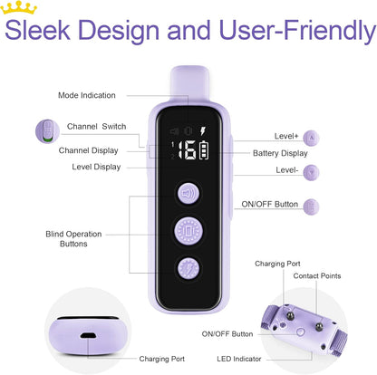 Bousnic Dog Shock Collar for 2 Dogs - (8-120Lbs) Waterproof Rechargeable Electric Dog Training Collar with Remote for Small Medium Large Dogs with Beep Vibration Safe Shock Modes(Purple)6