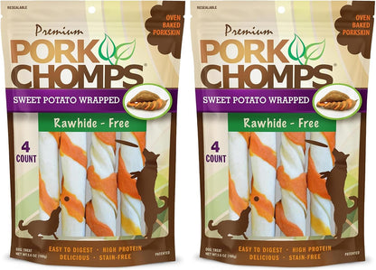 Pork Chomps Roasted Pork Skin Dog Chews, 6 Inch Twists, 15 Count - Long-Lasting Treats for Dogs - High Protein, Rawhide-Free, Low Fat, Healthy & Delicious Chews8
