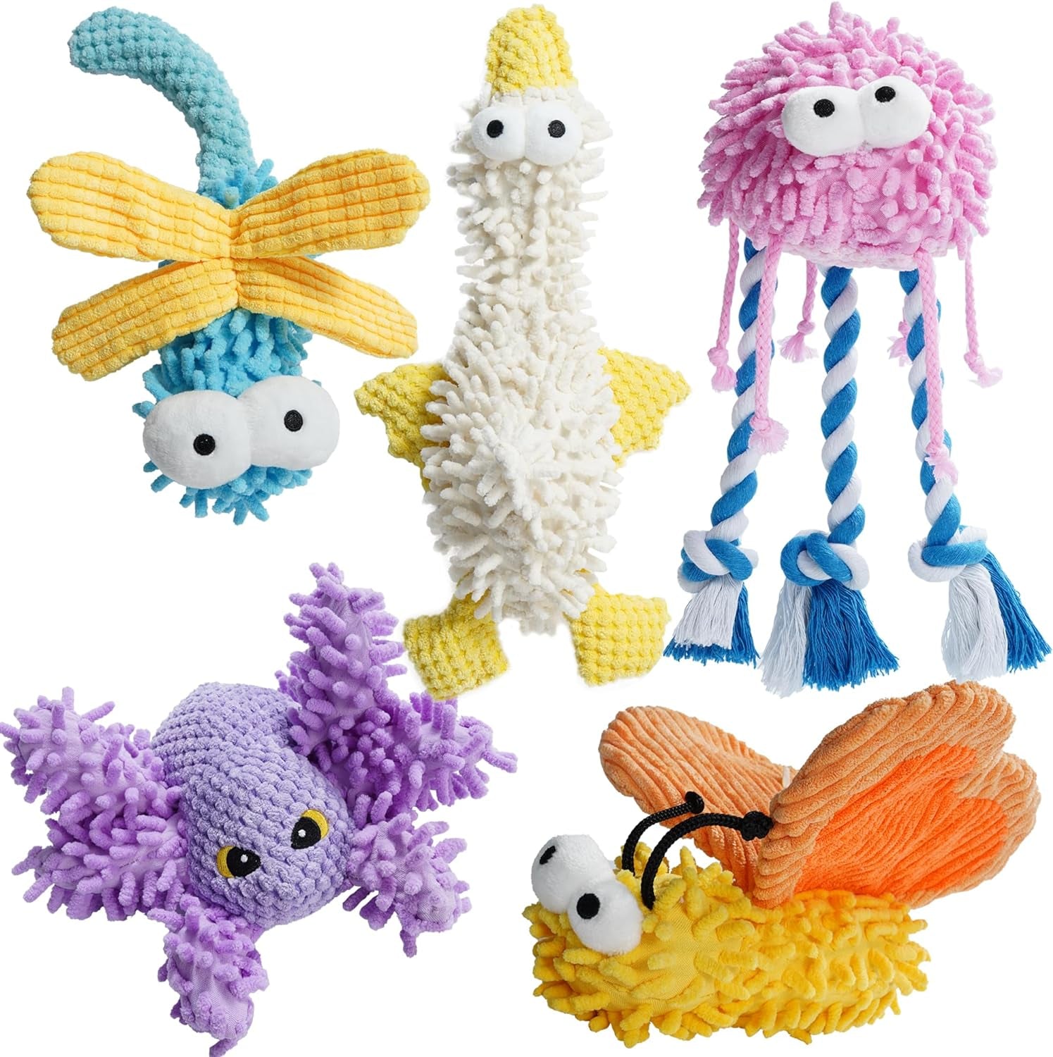 nocciola-5-packs-squeaky-dog-toy-plushies-cute-soft-squeak-crinkle-plush-stuffed-durable-pet-animal-chew-puppy-toys-for-small-meidum-large-breed