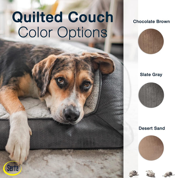 Serta Orthopedic Supportive Foam Quilted Couch Dog Bed with Soft Bolsters (Slate Gray) X-Large6