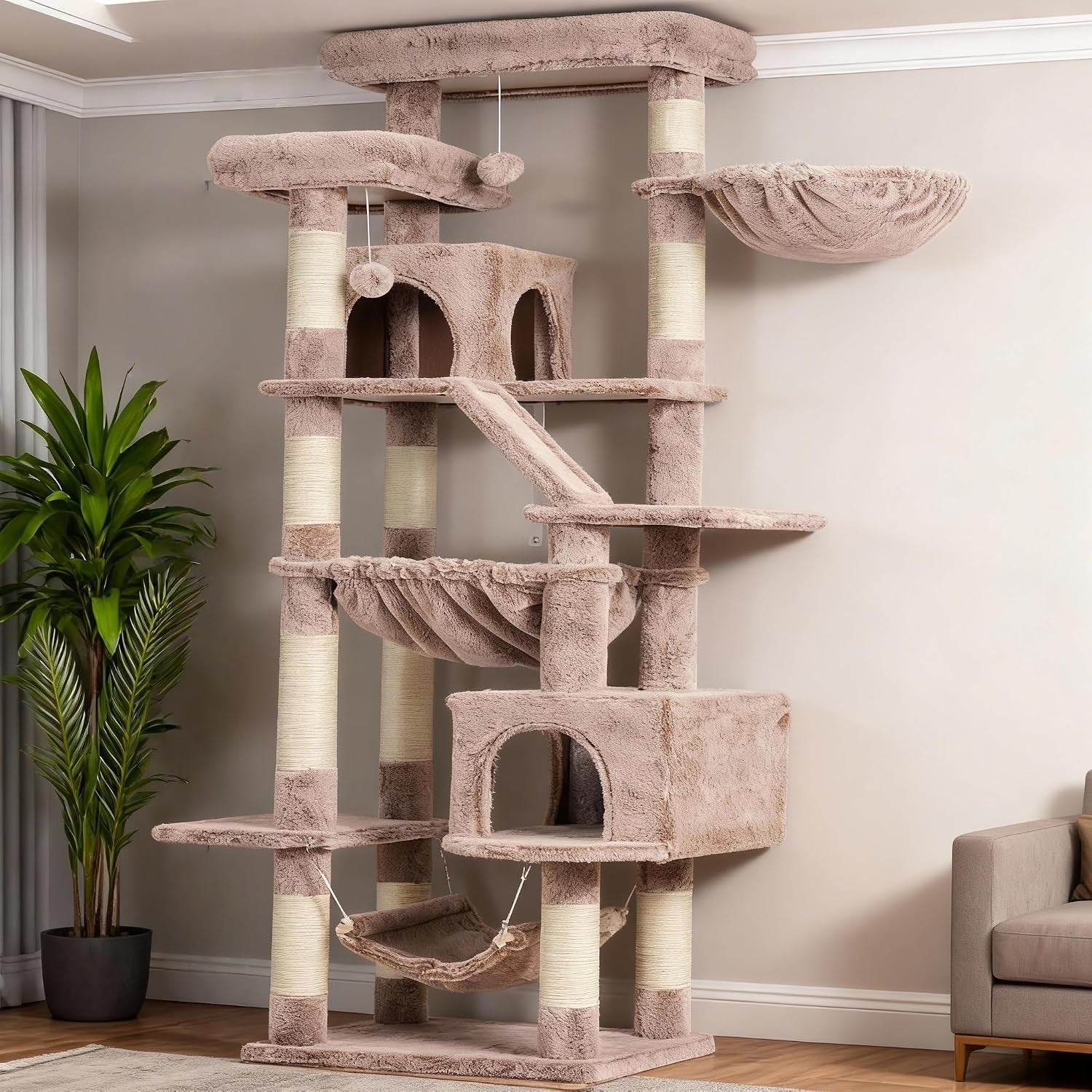 heybly-cat-tree-71-inch-tall-tower-for-indoor-cats-with-2-perches-hct034w-large-cat-furniture-with-2-big-condos-2-hammocks-basket-scratching-pad-multi-level-cat-condo-light-gray