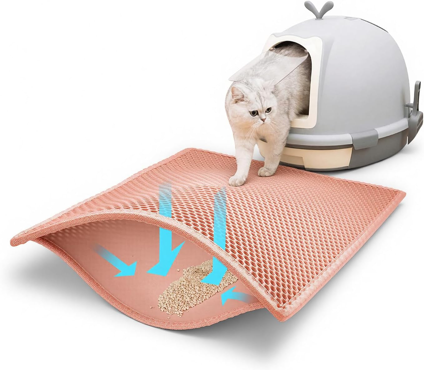pieviev-cat-litter-mat-double-layer-waterproof-urine-proof-trapping-mat-1-pack-gray-24x15-inch-pack-of-1-honeycomb-design-catches-scattered-particles-to-stop-tracking-urineproof-base-protects-floors-easy-to-clean