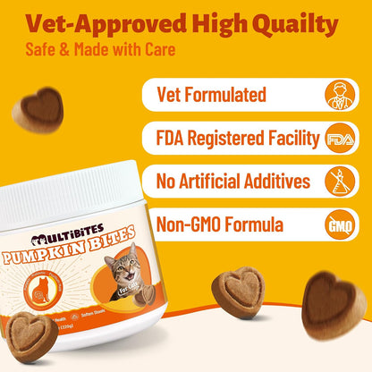 330 Bites Pumpkin Cat Treats, Natural Cat Treats Healthy with Pumpkin Powder for Cats, Psyllium Husk, Digestive Support Kitten Snacks for Stool Firm & Gut Health2