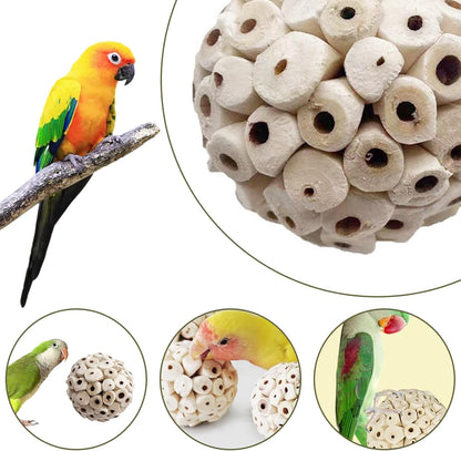 LWINGFLYER 6 Pieces Sola Atta Ball Parrot Biting Toy Bird Chew Accessories Natural Sola Plant Material for Birds, Rabbits, Hamsters and Small Pets.3