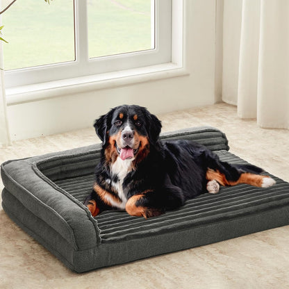 WINDRACING Orthopedic Dog Beds for Medium Dogs, Waterproof Egg Foam Dog Sofa Bed with L Bolster Sides, Washable Medium Pet Bed with Removable Cover & Non-Slip Bottom, 36 X 23 Inch, Gray9