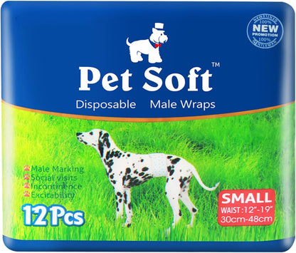 Pet Soft Disposable Male Wrap Dog Diaper,12Pcs,Xs9