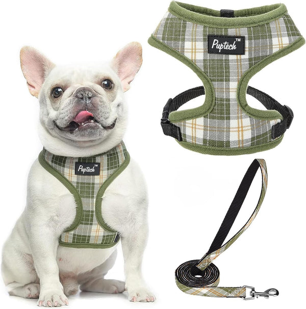 PUPTECK Soft Mesh Dog Harness Small Sized and Leash Set Pet Puppy Cat Comfort Padded Vest No Pull Harnesses, Beige, S37
