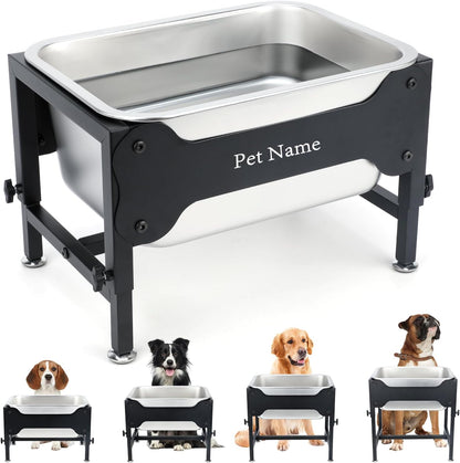 3 Gallon Elevated Dog Water Bowl, Raised Stand for Large Dogs | 4 Adjustable Heights, 9.65-15.16 in Stand, 3 Gallon Bowl, 14 X 10.6 X 5.9 in Size, Indoor Outdoor Use, Easy to Clean1