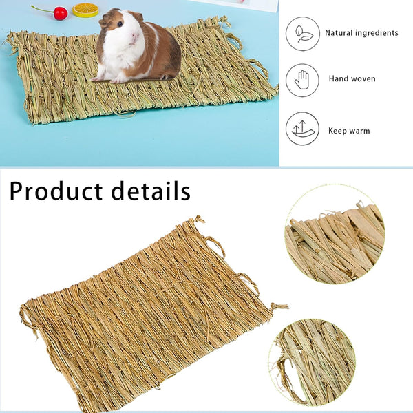 PINVNBY 6 Pack Rabbit Grass Mat,Bunny Natural Straw Woven Bed,Small Animal Cages Hay Nest Sleeping,Chewing,Nesting and Toys for Rabbits Guinea Pig Hamster Hedgehog and Squirrel Bed Mat5