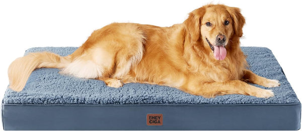 EHEYCIGA Orthopedic Dog Bed Large with Removable Washable Cover,Grey,41X27 | Egg Crate Foam Support,Durable Oxford Fabric,Non-Slip Bottom,Machine Washable,Soft Waterproof Plush Pet Bed Mat for Crate53