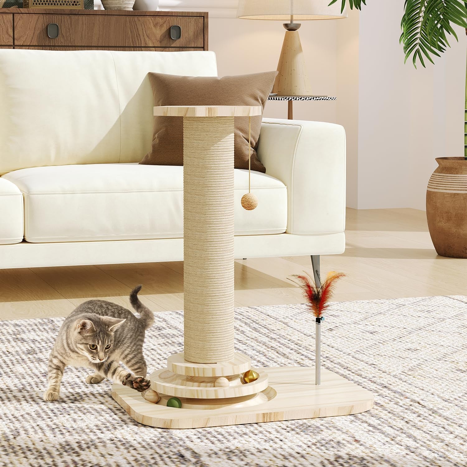 cat-scratching-post-small-scratching-post-with-vertical-scratcher-and-tracking-interactive-ball-for-kittens