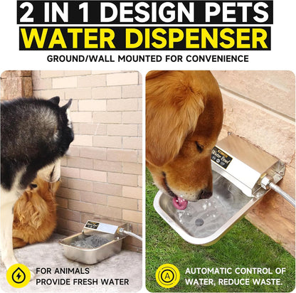PETIMI Automatic Water Dispenser for Dogs, 101Oz Outdoor Dog Water Bowl, 304 Stainless Steel Water Feeder for Small to Large Pets, Large Livestock Waterer, Anti-Tipping, Water Auto-Fill, Easy to Clean3