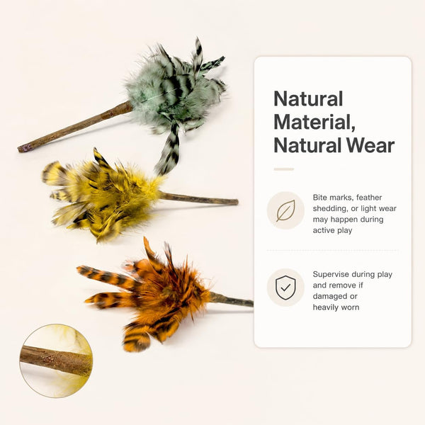 Silvervine Feather Cat Toys, 3 Pack Natural Matatabi Chew Toys for Indoor Cats, 8" Handmade Cat Toy for Chewing & Independent Play, Quiet Indoor Floor Play7