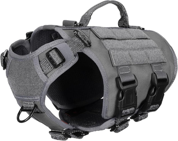 ICEFANG No Pull Tactical Dog Harness for Large Dogs,Adjustable Dog Vest | Control Handle,Molle Panel,Front Hook,3 Leash Clips,Soft Padded,For Walking Training,Pink,Large11