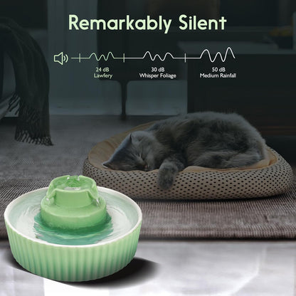 Lawfery Ceramic Cat Water Fountain, 2.1L/71Oz Cupcake Pet Fountain | 3 Carbon Filters, 2 Quiet Pumps, Heavy Ceramic Body, and 360° Drinking Area, Drinking Bowl for Indoor Cats and Small Dogs3