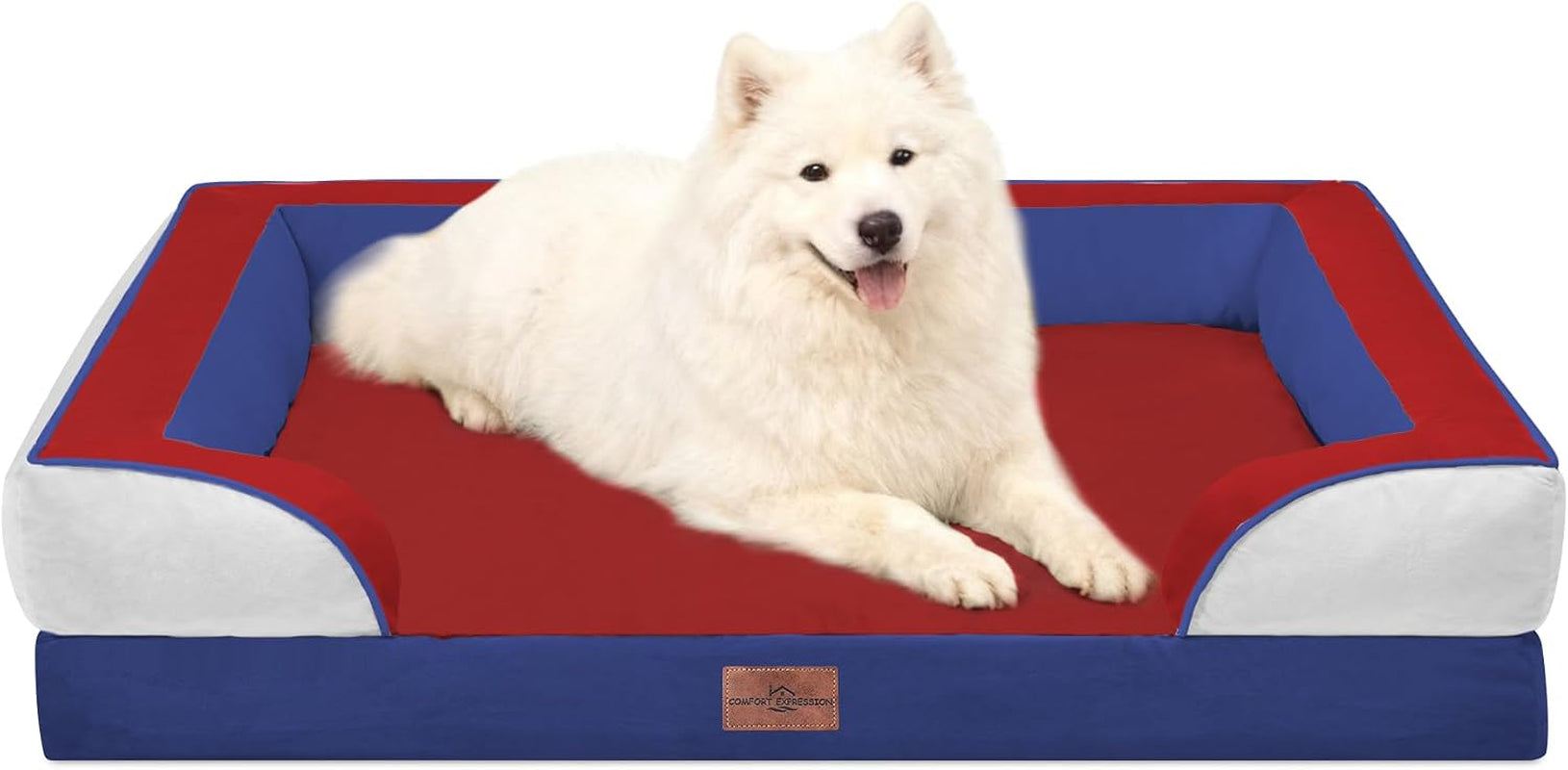 comfort-expression-orthopedic-dog-bed-for-extra-large-dogs-with-bolster-waterproof-dog-couch-bed-with-washable-cover-non-slip-bottom-supportive-egg-crate-foam-xl-pet-bed-42x30-inch
