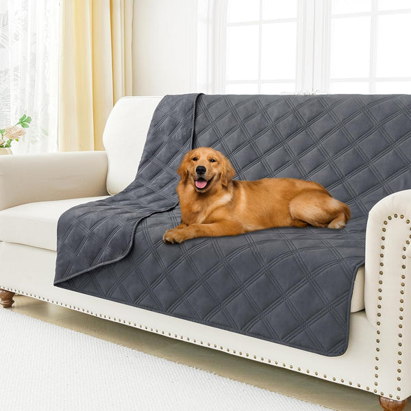 Smiry Waterproof Dog Bed Cover, Reversible Pet Blanket for Sofa Couch | Soft Washable Dog Blanket, Leakproof Couch Cover for Dogs Cats & Furniture Protection, 52X82, Grey/Dark Grey122