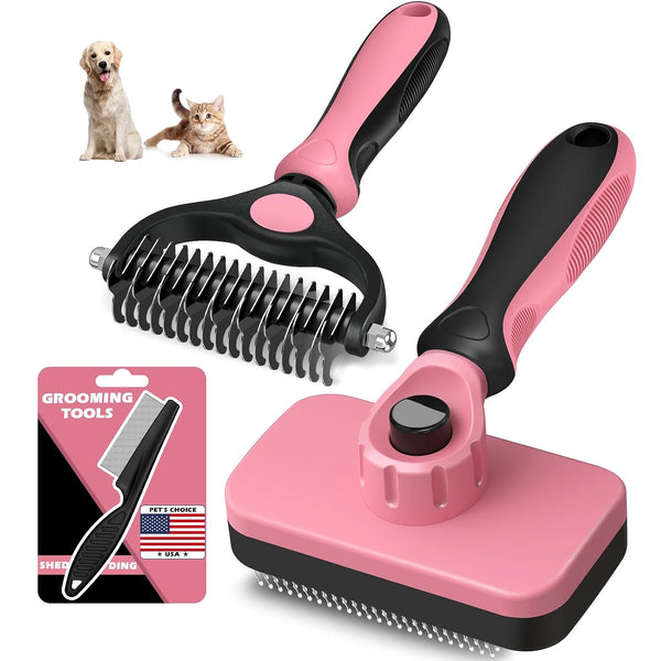 Professional 3PCS Self Cleaning Slicker Brush & Pet Grooming Rake & Flea Comb for Dogs,Cats and Horses | Double-Sided Dematting Comb & Skin Friendly Deshedding Grooming Tool | Pet Supplies (Blue)12