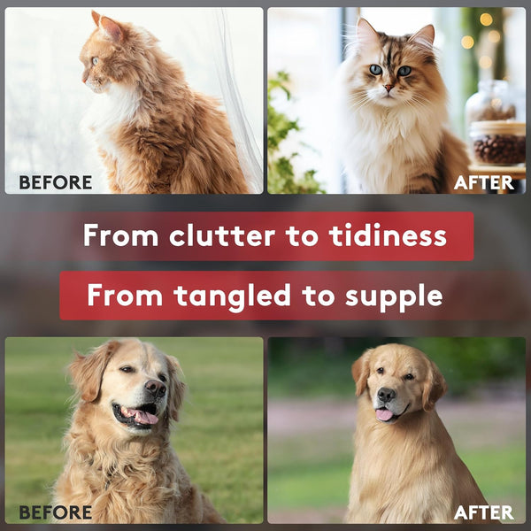 Tpotato Deshedding Dog Brush for Long Haired Dogs Cats,Undercoat Shedding Rake for Dematting Detangling Tangles Matted Fur and Knots,Metal Pet Comb,Professional Pet Grooming Supplies Tool Kit,Red6