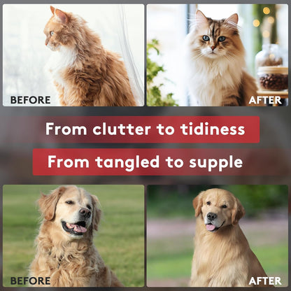 Tpotato Deshedding Dog Brush for Long Haired Dogs Cats,Undercoat Shedding Rake for Dematting Detangling Tangles Matted Fur and Knots,Metal Pet Comb,Professional Pet Grooming Supplies Tool Kit,Red6