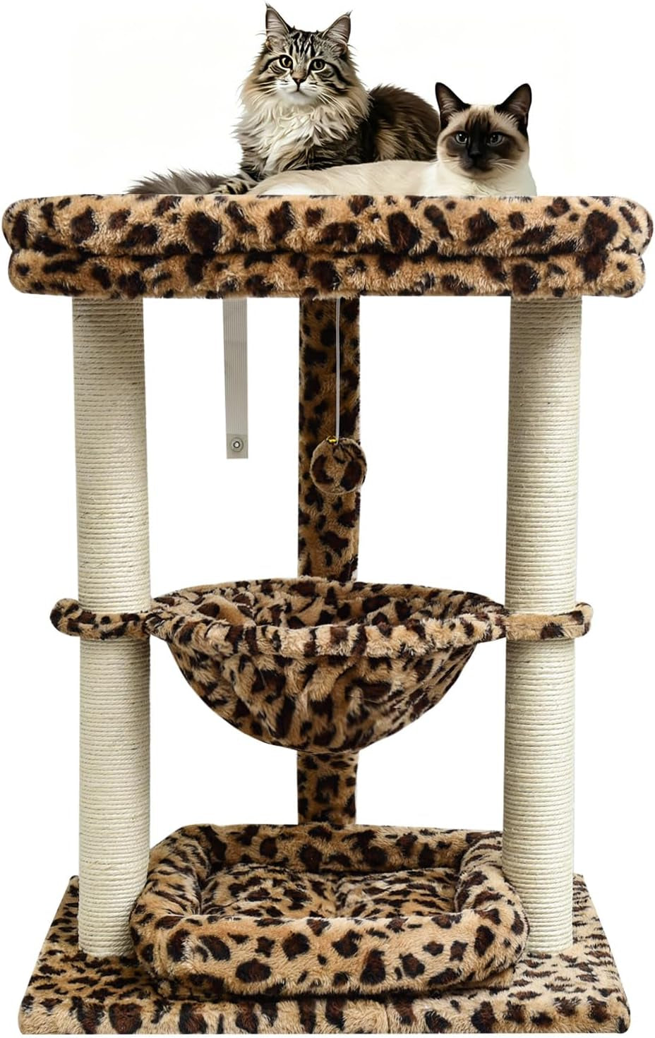 syandlvy-leopard-print-small-cat-tree-with-top-perch-hammock-bottom-bed-3-level-natural-sisal-scratching-post-tower-with-hanging-bell-ball-and-anti-tip-strap-stable-indoor-cat-furniture