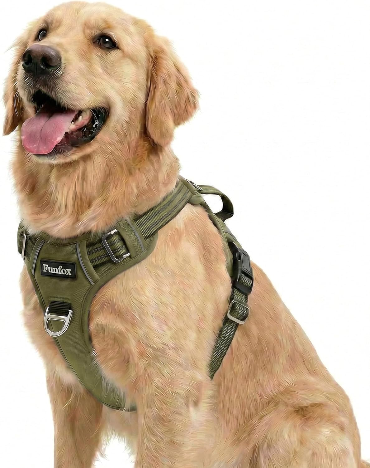 funfox-dog-harness-medium-sized-dog-vertical-handle-easy-control-no-pull-pet-vest-adjustable-with-2-leash-clips-soft-material-reflective-safe-night-walking-for-small-medium-large-breed-black-m
