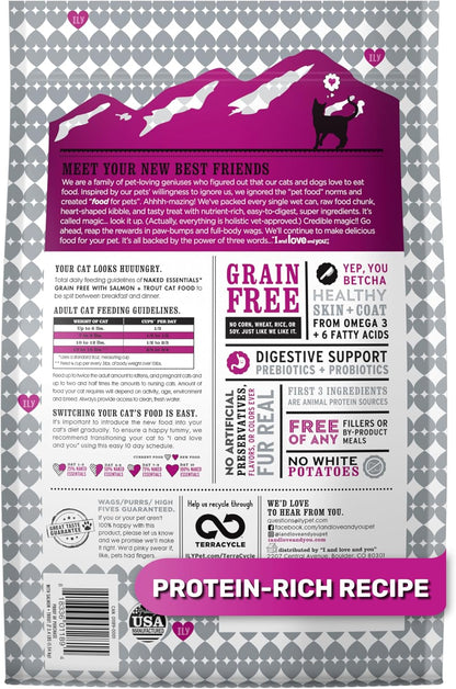 I and Love and You Naked Essentials Dry Cat Food - Salmon + Trout - Grain Free, Real Meat, No Fillers, Prebiotics + Probiotics, 3.4Lb Bag2