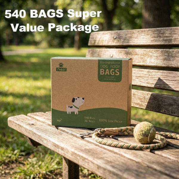 Dog Poop Bags Rolls 540 Count, Unscented Refill Rolls, 9" X 13" Doggie Poop Bags, Dog Waste Bags by Pobby5