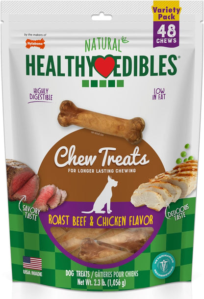 Nylabone Healthy Edibles Natural Chews, Long Lasting Dog Bones, Healthy Dog Treats, Bacon Flavor, X-Small (8 Count)14