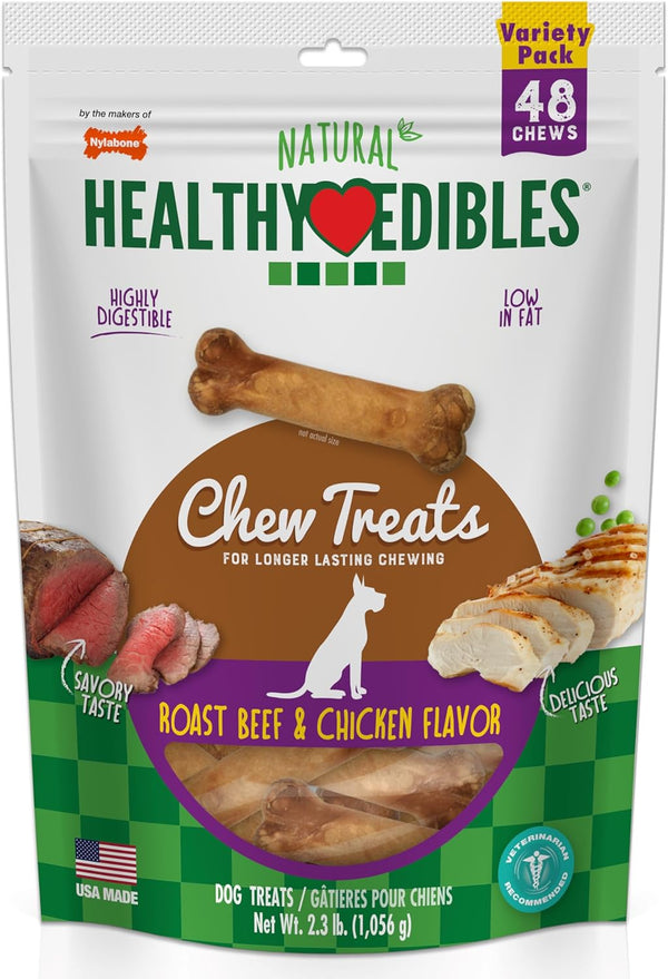 Nylabone Healthy Edibles Natural Chews, Long Lasting Dog Bones, Healthy Dog Treats, Bacon Flavor, X-Small (8 Count)14