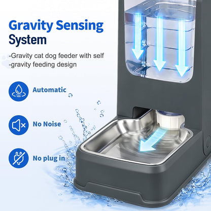 2 Pack Automatic Cat Feeder and Water Dispenser Set with Dog Stainless Steel Feed Bowl Pet Gravity Self Feeding and Waterer Large Capacity for Small Medium Large Dogs Puppy Kitten6