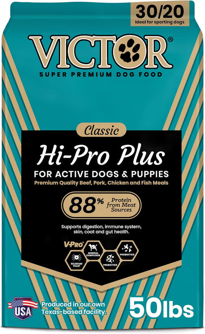 VICTOR Super Premium Dog Food – Hi-Pro plus Dry Kibble – High Protein Dog Food with 30% Protein – Beef, Chicken, Pork, Fish Meals, Gluten Free - for High Energy and Active Dogs & Puppies, 40Lbs13